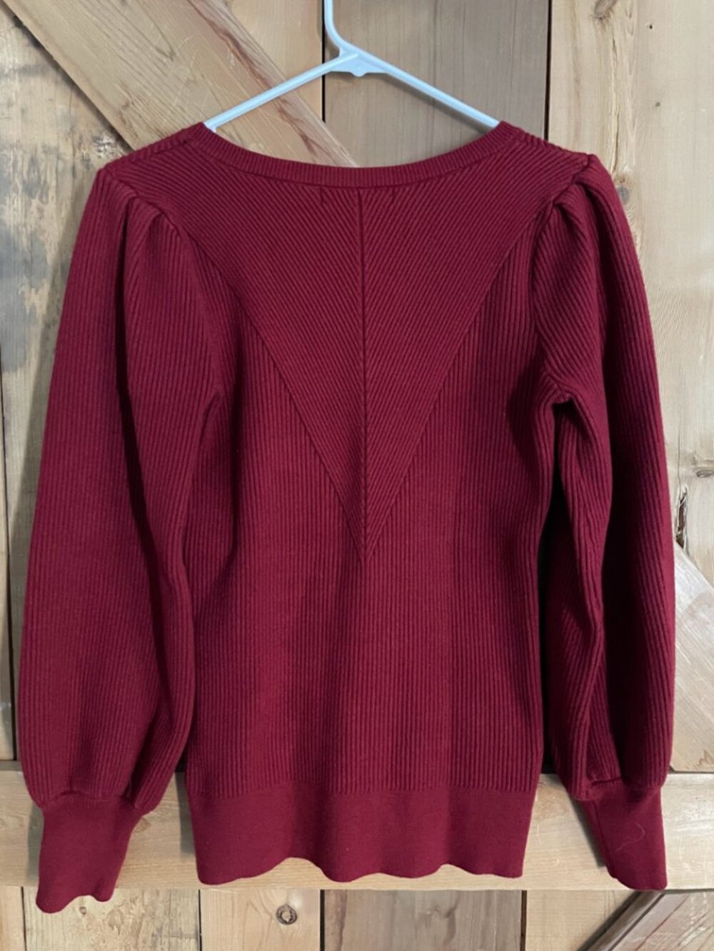 Tecrew Ribbed Deep Red Sweater, Size L, - Picture 3 of 5